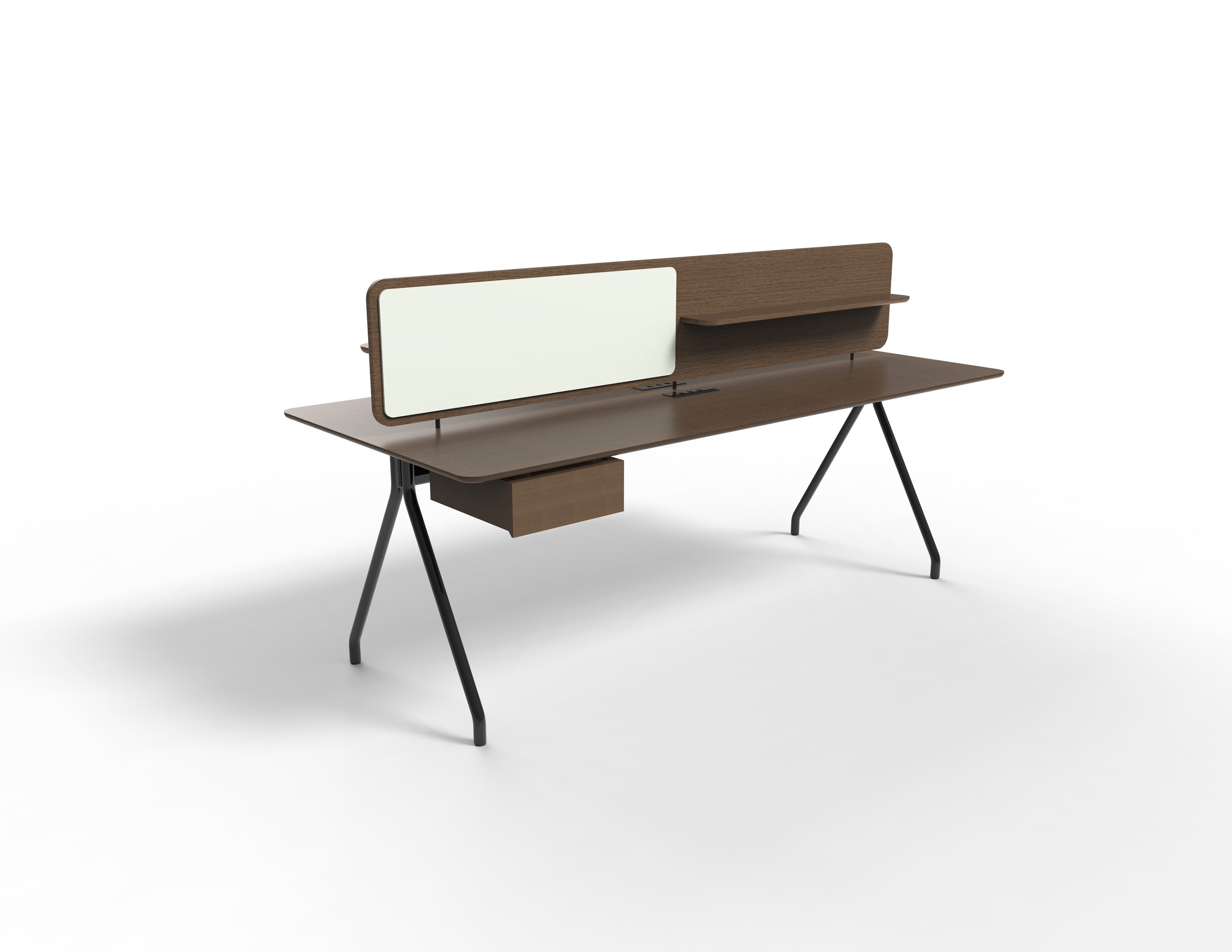 Simple Two Sided Desk with Wood Divider